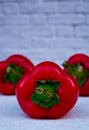 Red pepper three paprika on white background isolated bright juicy