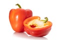 Red pepper on a white background, cut