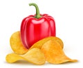 Red peppers with chips Royalty Free Stock Photo