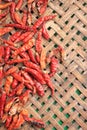 Red peppers dried by solar energy.