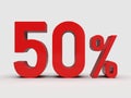 Red 50% Percent Discount 3d Sign on Light Background Royalty Free Stock Photo