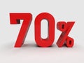 Red 70% Percent Discount 3d Sign on Light Background Royalty Free Stock Photo