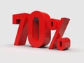 Red 70% Percent Discount 3d Sign on Light Background Royalty Free Stock Photo