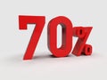 Red 70% Percent Discount 3d Sign on Light Background Royalty Free Stock Photo