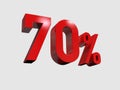 Red 70% Percent Discount 3d Sign on Light Background Royalty Free Stock Photo