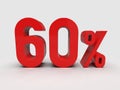 Red 60% Percent Discount 3d Sign on Light Background Royalty Free Stock Photo