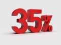 Red 35% Percent Discount 3d Sign on Light Background Royalty Free Stock Photo