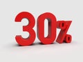 Red 30% Percent Discount 3d Sign on Light Background Royalty Free Stock Photo