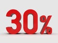 Red 30% Percent Discount 3d Sign on Light Background Royalty Free Stock Photo