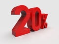 Red 20% Percent Discount 3d Sign on Light Background Royalty Free Stock Photo