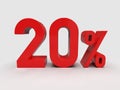 Red 20% Percent Discount 3d Sign on Light Background Royalty Free Stock Photo