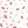 Red percent seamless pattern on white background