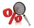 Red percent sign and magnifier. searching for discount Royalty Free Stock Photo