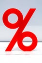 Red percentage icon on display in a store Royalty Free Stock Photo