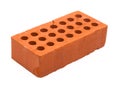 Red perforated ceramic brick isolated on white