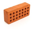 Red perforated ceramic brick isolated on white