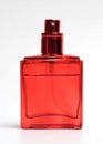 red perfume bottle isolated on white Royalty Free Stock Photo