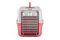 Red pet travel plastic cage, 3D rendering Royalty Free Stock Photo