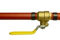 Red Pex Pipe With Shut Off Valve Royalty Free Stock Photo