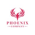 Red Phoenix Vector Logo, bird animal badge, fauna creative emblem Design Royalty Free Stock Photo