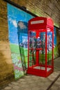 Red phone booth and American phone