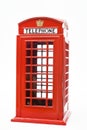 Red phone booth on white background Royalty Free Stock Photo