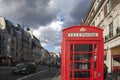 Red Phone Box in Strand street in London Royalty Free Stock Photo