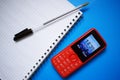 Red phone with buttons. Royalty Free Stock Photo