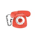 Red phone watercolor illustration.