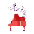 Red piano and musical notes on white background Royalty Free Stock Photo