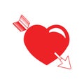 Red Pierced Heart With Arrow Icon