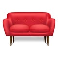 Red pillow sofa icon, realistic style Royalty Free Stock Photo