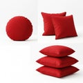 Red pillows and cushions isolated on white background Royalty Free Stock Photo