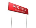 RED PILLS 3D Highway Sign At Angle Over White Background with Clipping Path Royalty Free Stock Photo