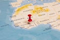 A Red Pin on CÃÂ´te d`Ivoire of the World Map Royalty Free Stock Photo