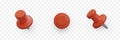 Red pin in different positions. Set of realistic images Royalty Free Stock Photo
