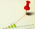 Red pin on a graph Royalty Free Stock Photo