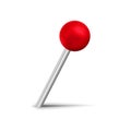 Red pin icon. Attach button on needle, pinned office thumbtack and paper push pin. Vector illustration Royalty Free Stock Photo