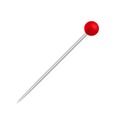 Red pin icon. Attach button on needle, pinned office thumbtack and paper push pin. Vector illustration Royalty Free Stock Photo