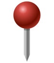 Red pin icon. Attach button on needle, pinned office thumbtack and paper push pin. Vector illustration. Royalty Free Stock Photo