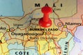 Red pin on Ouagadougou, Burkina Faso Royalty Free Stock Photo