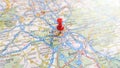 A red pin stuck in Cologne on a map of Germany Royalty Free Stock Photo