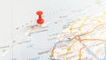 A red pin stuck in the island of Terschelling on a map of the Netherlands Royalty Free Stock Photo