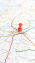 A red pin stuck in Limerick on a map of Ireland portrait Royalty Free Stock Photo