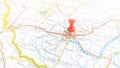 A red pin stuck in Pecs in a map of Hungary Royalty Free Stock Photo