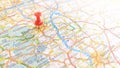 A red pin stuck in Sheffield on a map of England Royalty Free Stock Photo