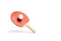 Red ping pong paddle and a white ball Royalty Free Stock Photo