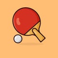 Red ping pong racket and ball cartoon vector icon. Table tennis sport equipment icon concept isolated vector illustration Royalty Free Stock Photo