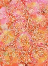 Red and pink bubbles abstract graphic artwork