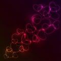 Red and pink glowing hearts